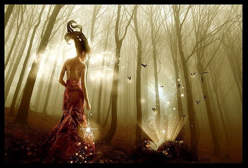 Woman in Forest — Brown, Mystical