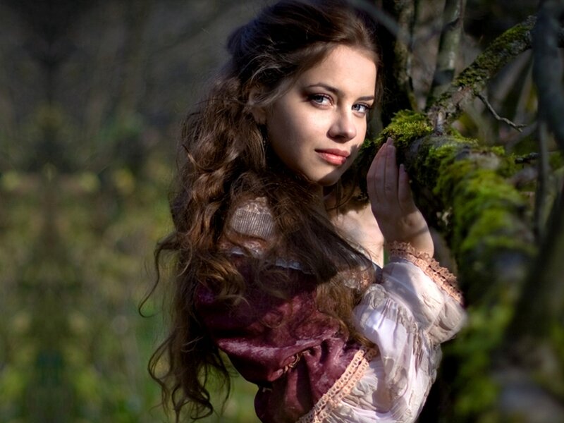 Woman in Forest — Brown, Serene