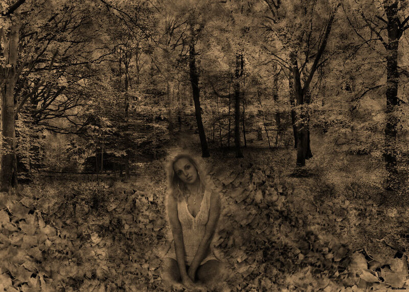 Woman in Forest — Brown, Somber