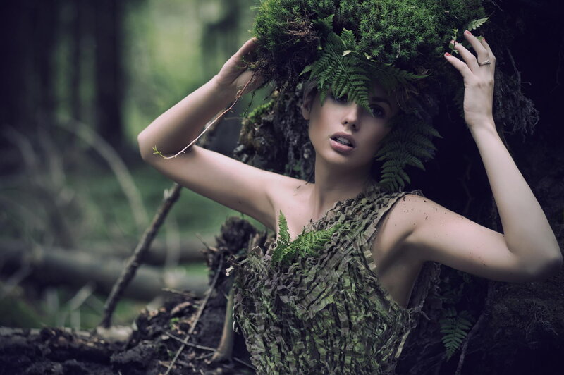 Woman in Forest Costume — Green, Dramatic