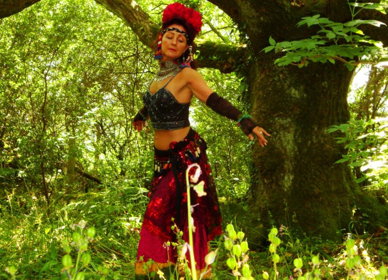 Woman in forest dance costume