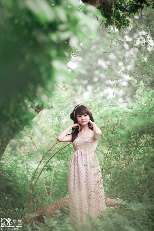 Woman in forest dress