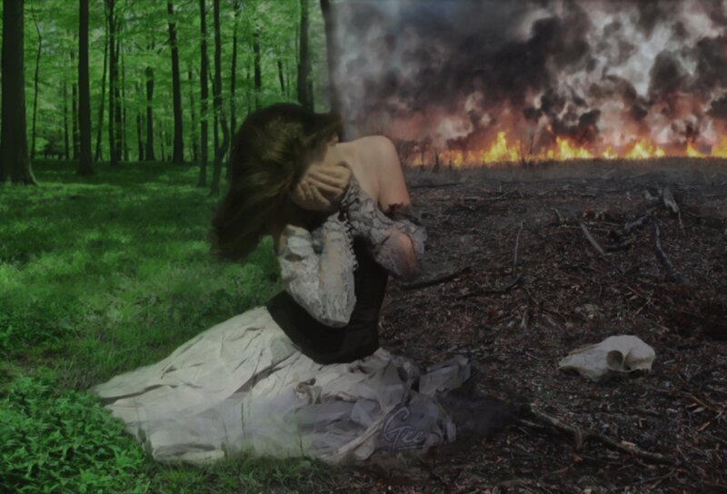 Woman in Forest Fire