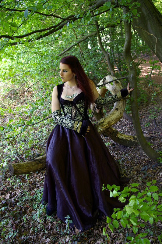 Woman in forest gown