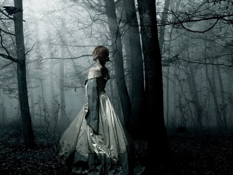 Woman in Forest — Gray