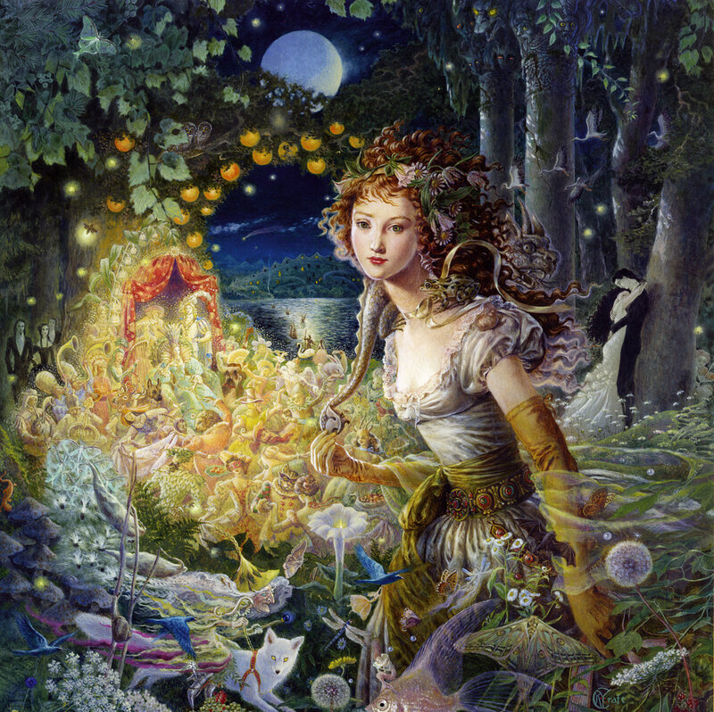 Woman in Forest — Green, Dreamy, Night