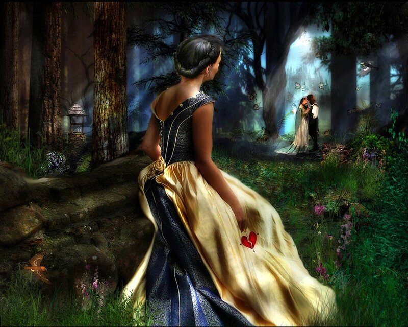 Woman in Forest — Green, Dreamy