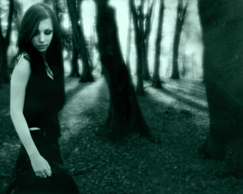 Woman in Forest — Green, Moody