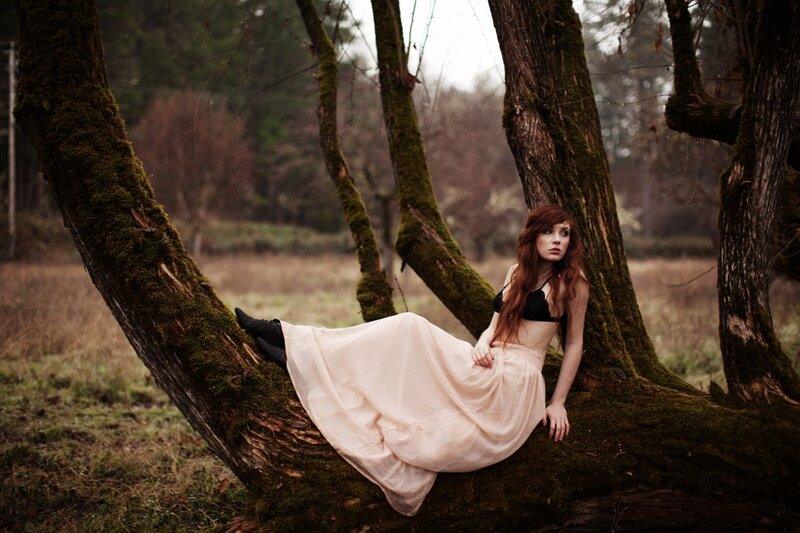 Woman in Forest — Green, Serene, Autumn, Photograph, Tree