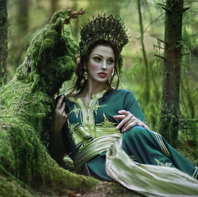 Woman in Forest — Green, Serene, Photograph, Crown