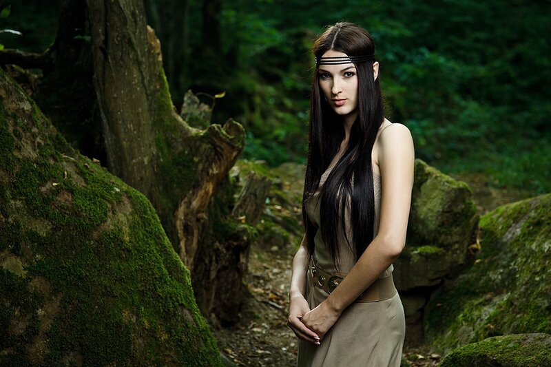 Woman in Forest — Green, Serene, Photograph, Moss