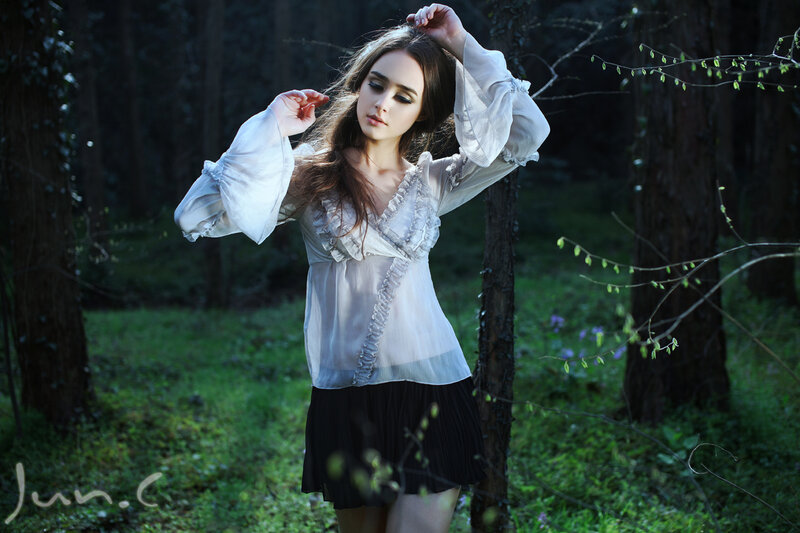 Woman in Forest — Green, Serene, Spring