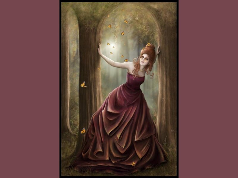 Woman in Forest — Maroon