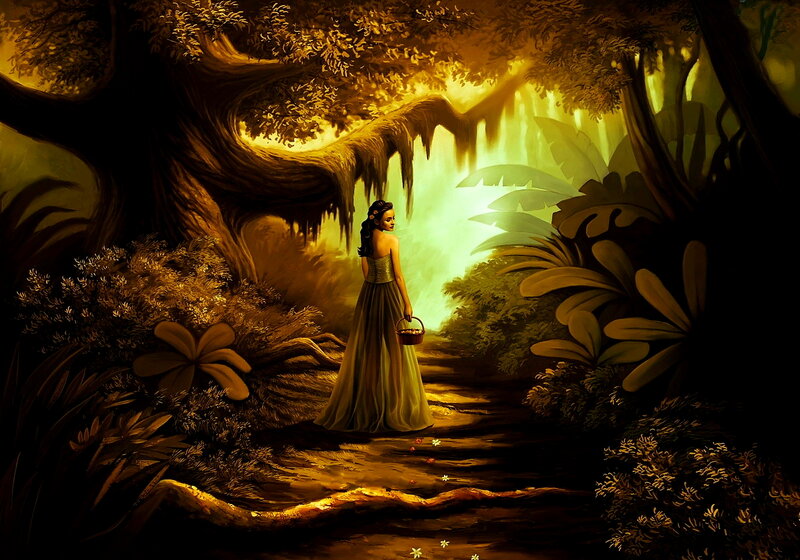 Woman in Forest Path — Green