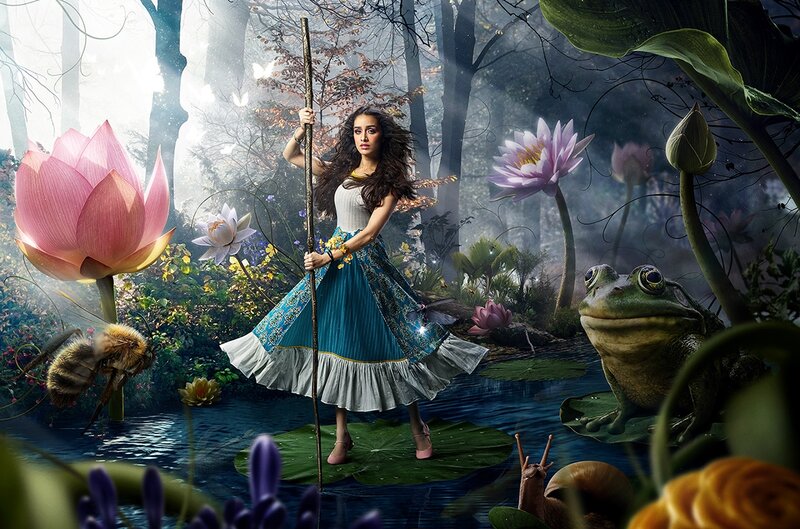 Woman in Forest Pond — Blue