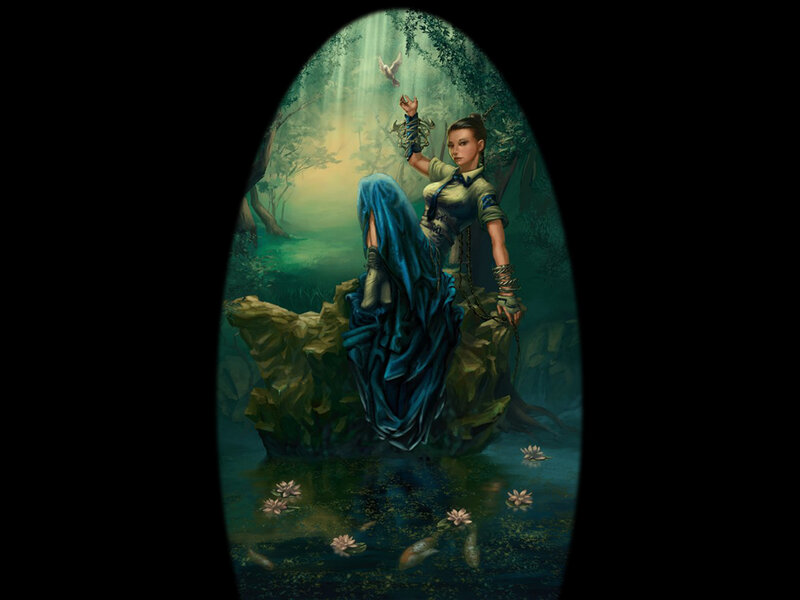 Woman in Forest Pond