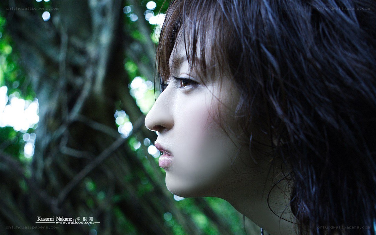 woman in forest profile