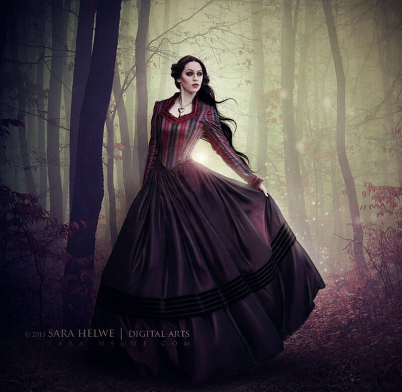 Woman in Forest — Purple, Dramatic, Autumn, Digital Art