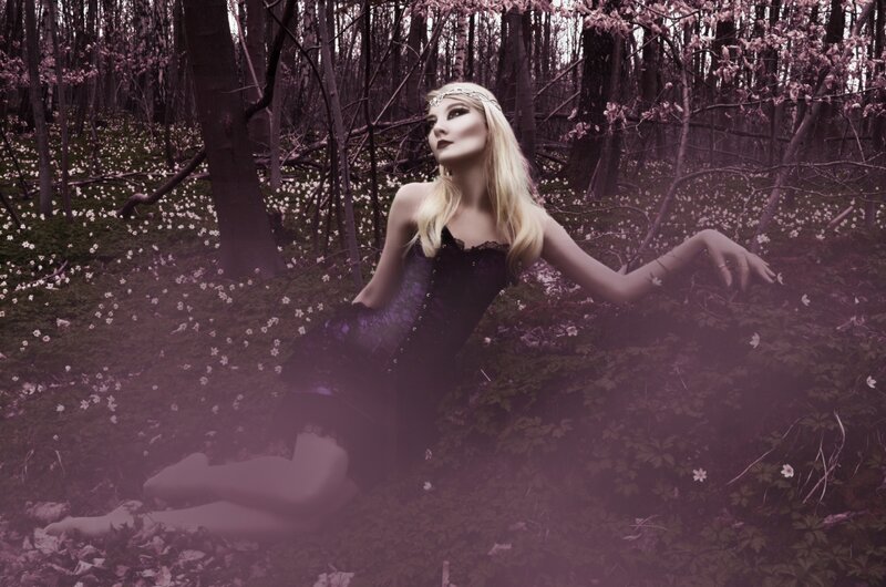 Woman in Forest — Purple, Dramatic, Spring