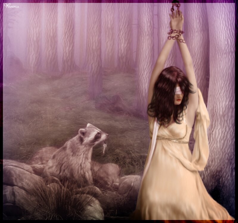 Woman in Forest — Purple, Dramatic