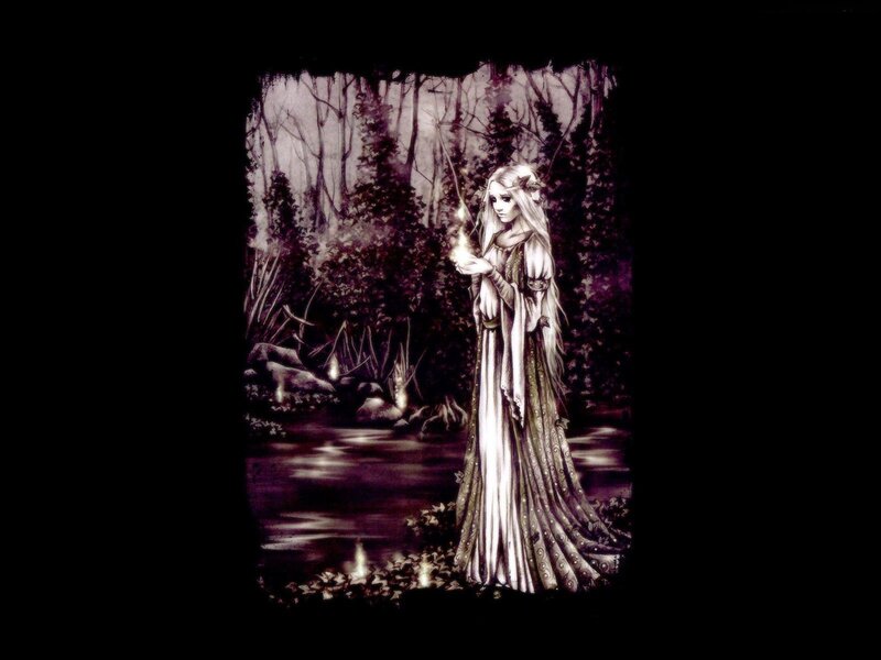 Woman in Forest — Purple, Mysterious