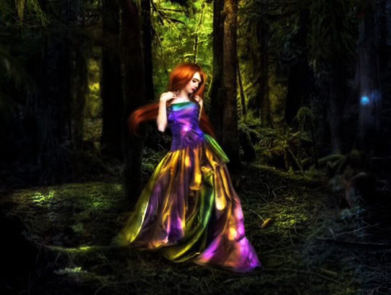 Woman in Forest — Purple, Mystical