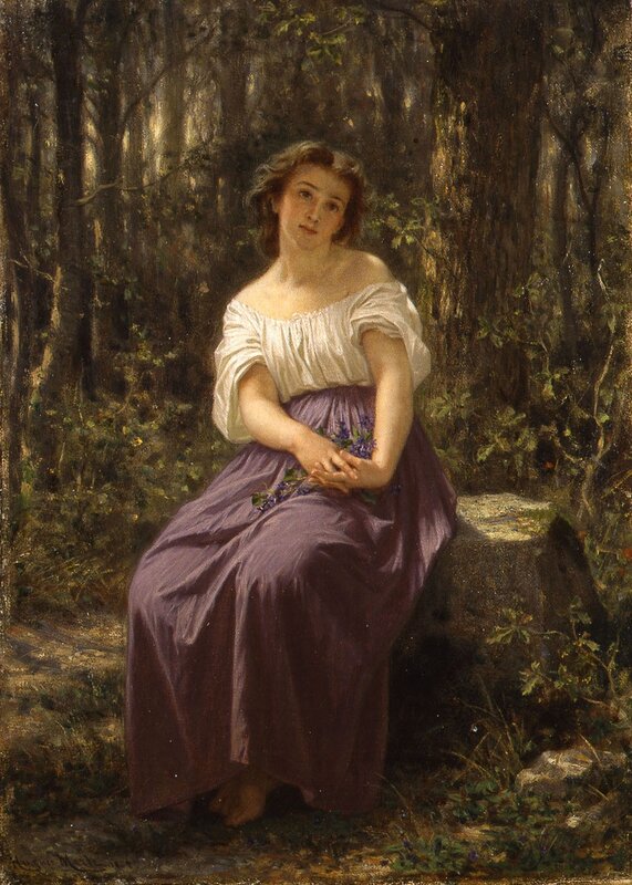 Woman in Forest — Purple, Serene, Afternoon, Painting