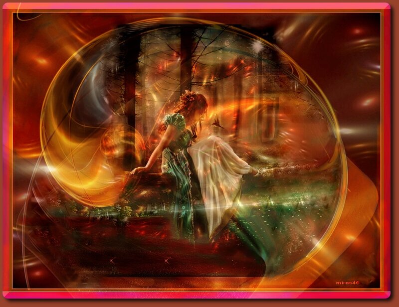 Woman in Forest — Red, Dramatic