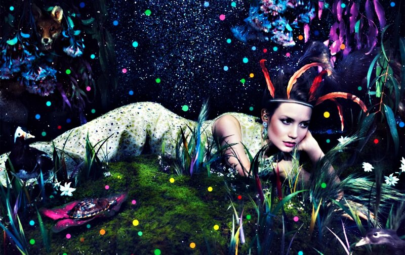 Woman in Forest Setting — Green, Dreamy