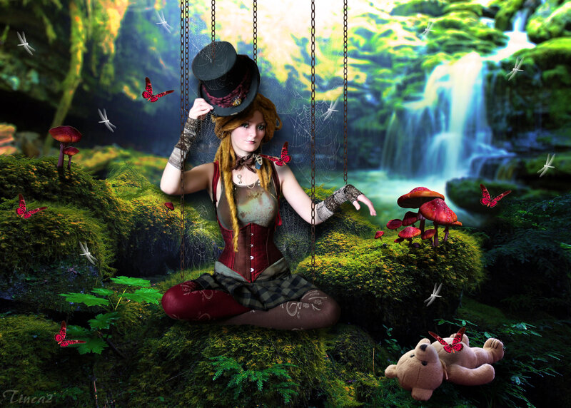 Woman in Forest Setting — Green, Fantastical