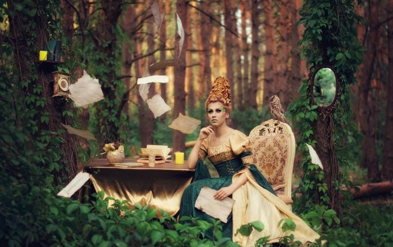 Woman in Forest Setting — Green, Mysterious