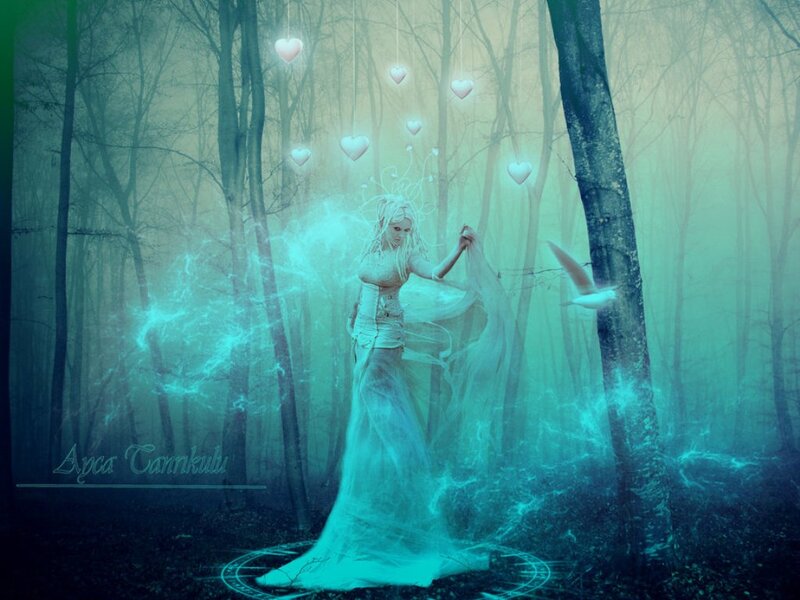 Woman in Forest — Teal
