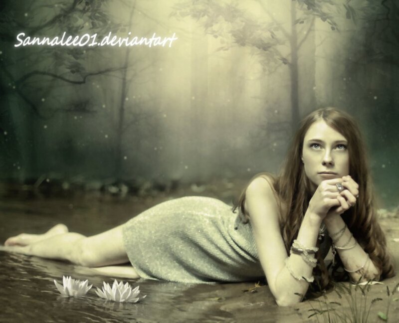 Woman in Forest Water — Green