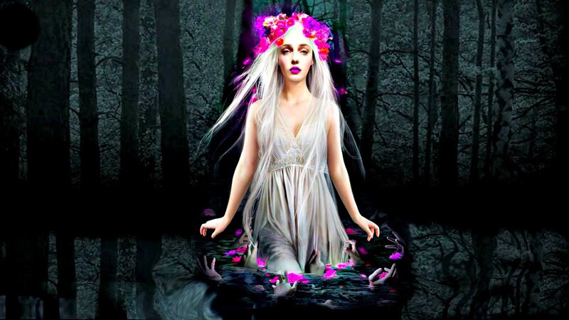 Woman in Forest Water — White