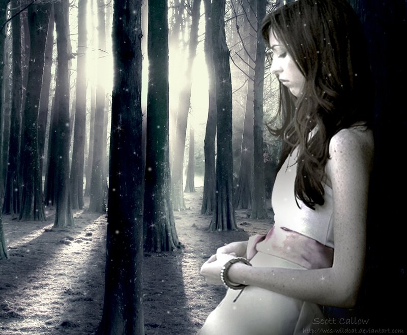 Woman in Forest — White, Dramatic