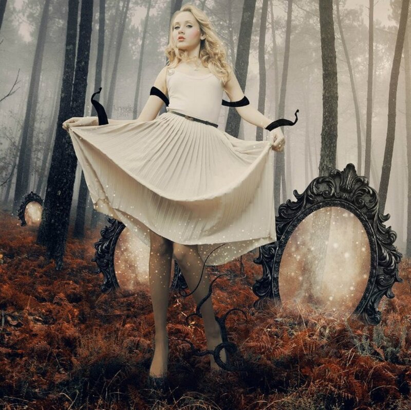 Woman in Forest — White, Dreamy