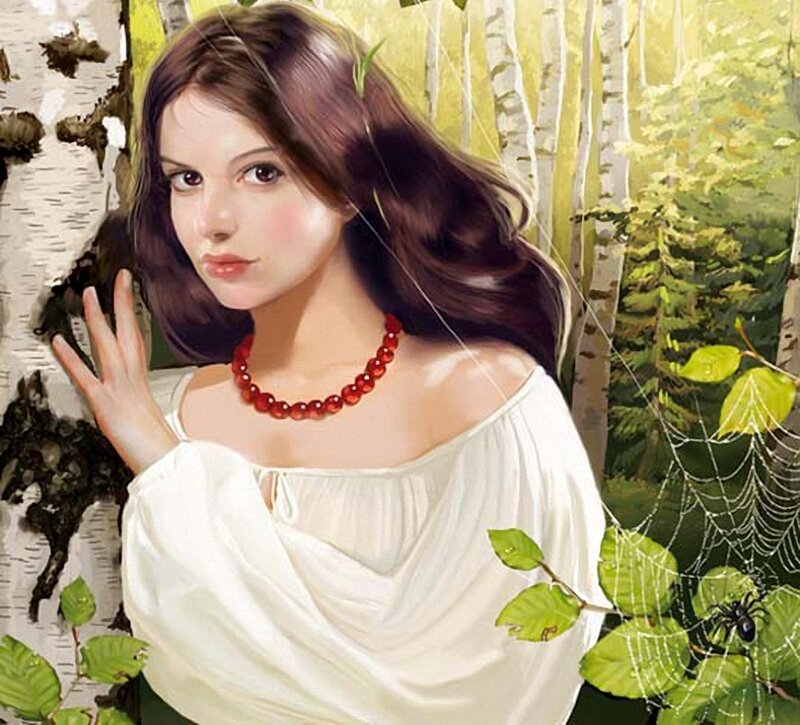 Woman in Forest — White, Serene, Summer