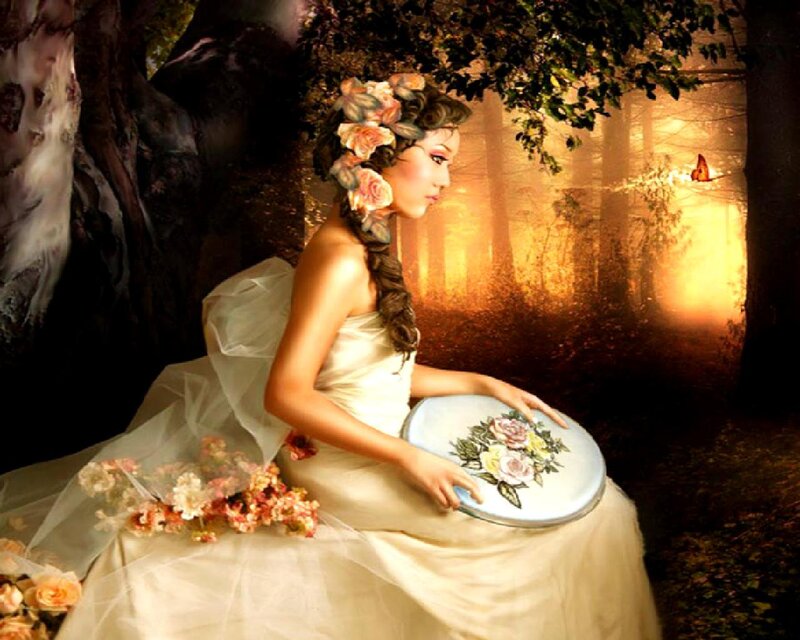 Woman in Forest — White, Serene