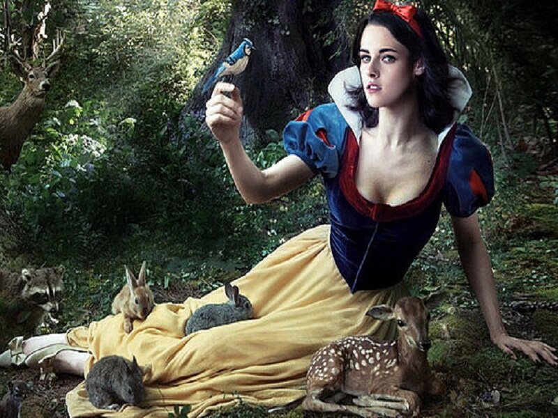 Woman in Forest with Animals — Blue