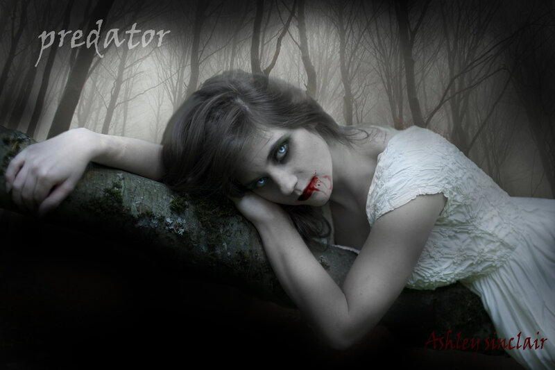 woman in forest with blood
