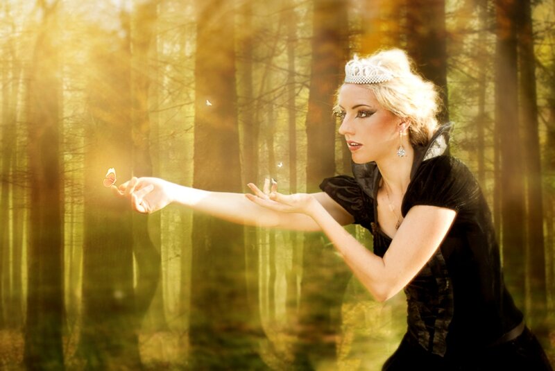 Woman in Forest with Butterfly — Gold