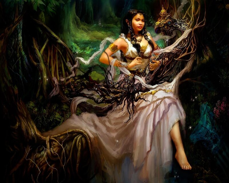 Woman in Forest with Creature