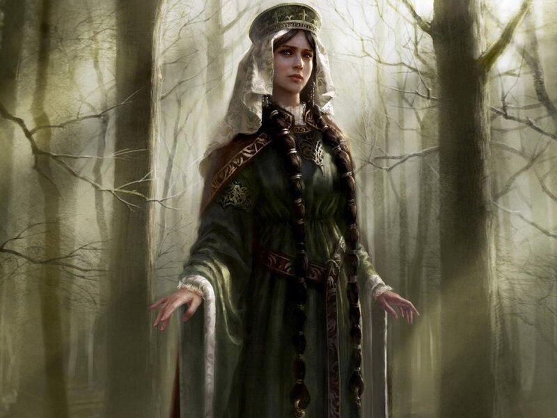 woman in forest with crown