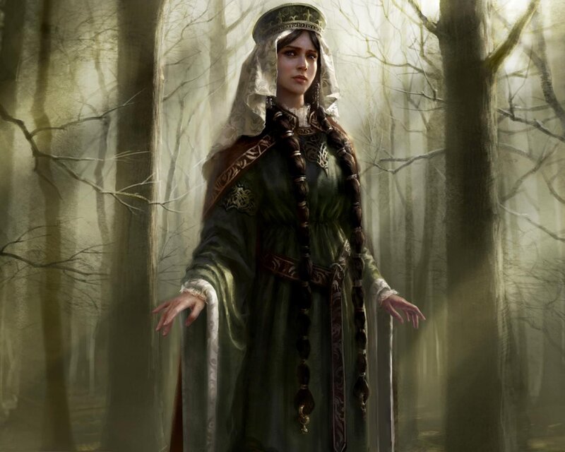 woman in forest with crown