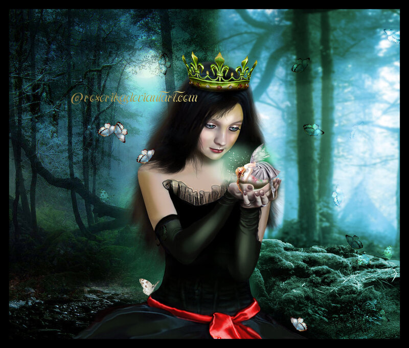 Woman in Forest with Crown — Green