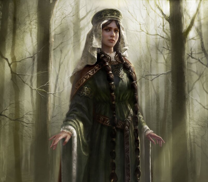 woman in forest with crown
