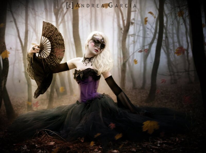 Woman in Forest with Fan
