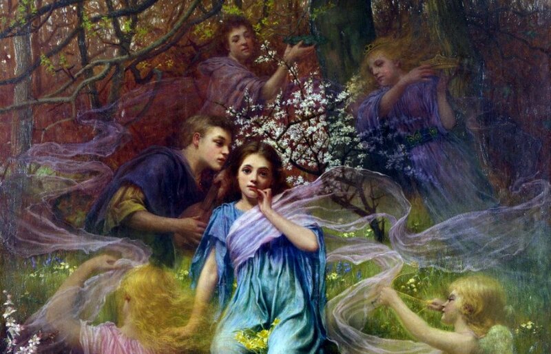 Woman in Forest with Figures