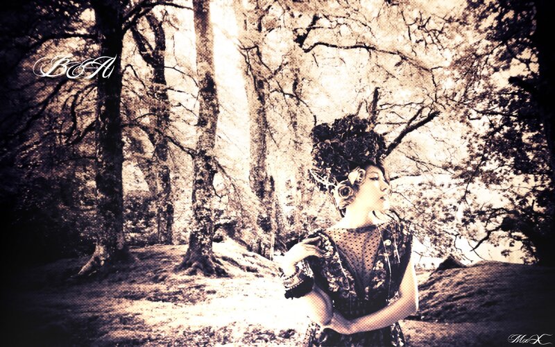 woman in forest with floral crown