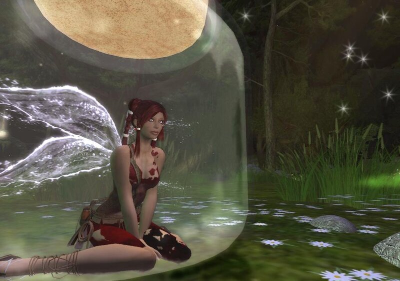 woman in forest with glowing orb